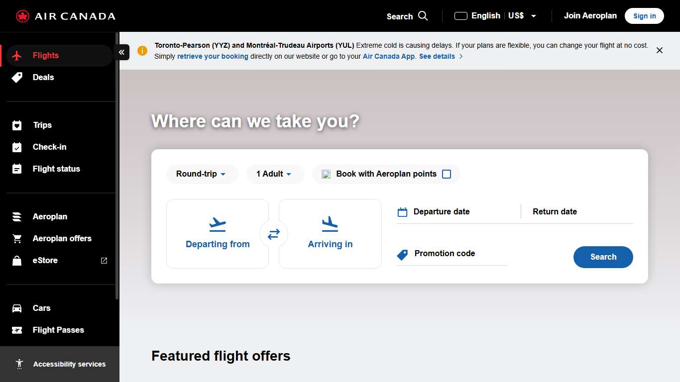 Book flights | Air Canada