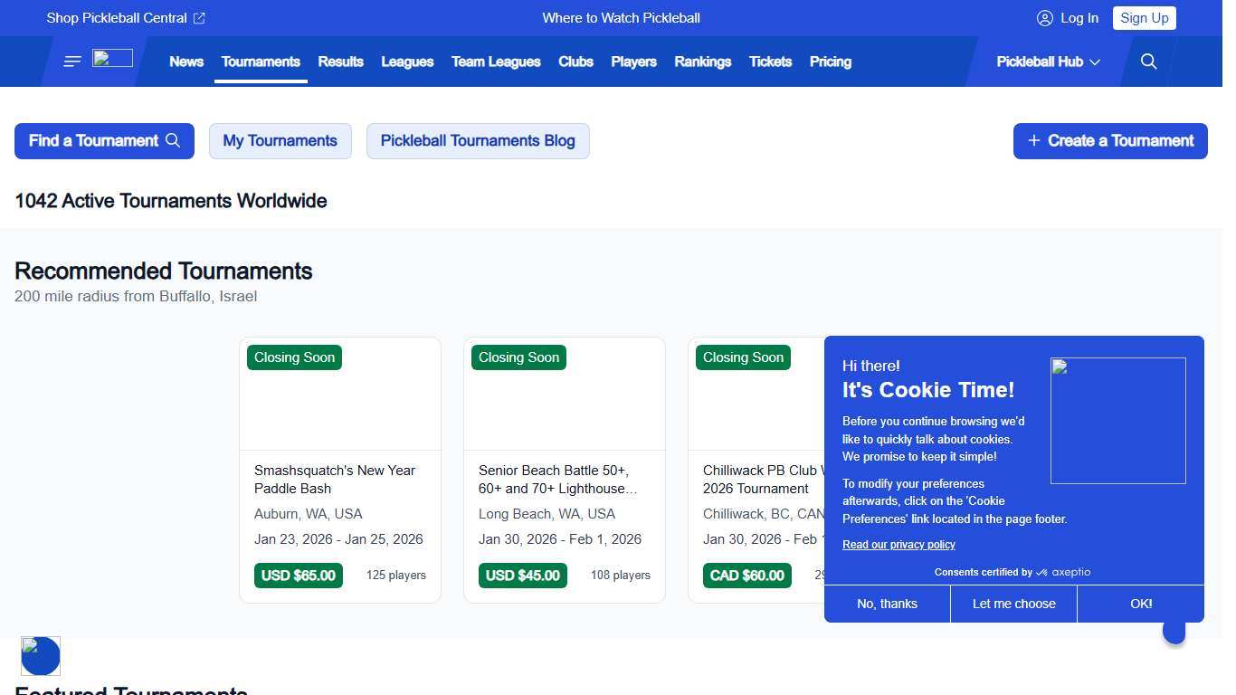 Find nearby Pickleball Tournaments